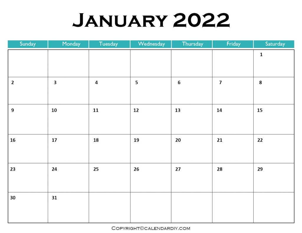 January 2022 PDF Calendar