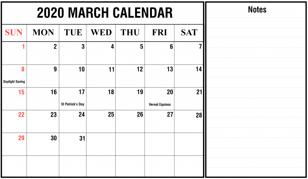 Free Blank March 2020 Calendar Printable In PDF Word Excel