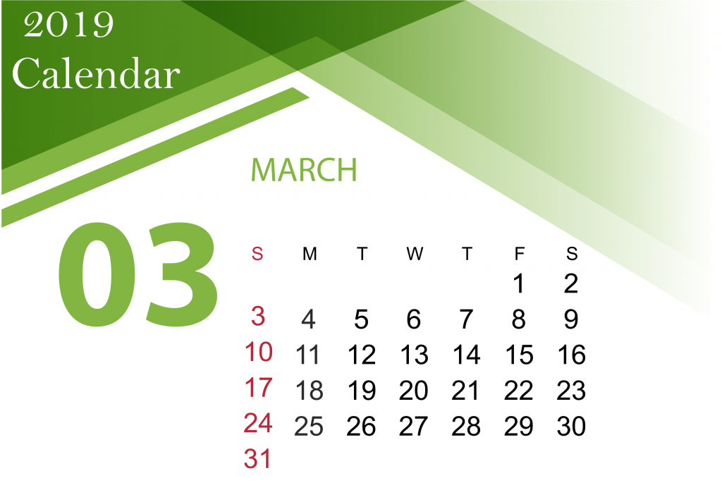 March 2019 Calendar Template PDF
