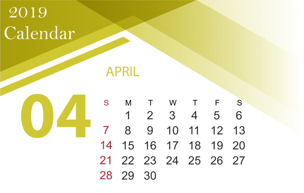 Free April 2019 Holiday Calendar Template