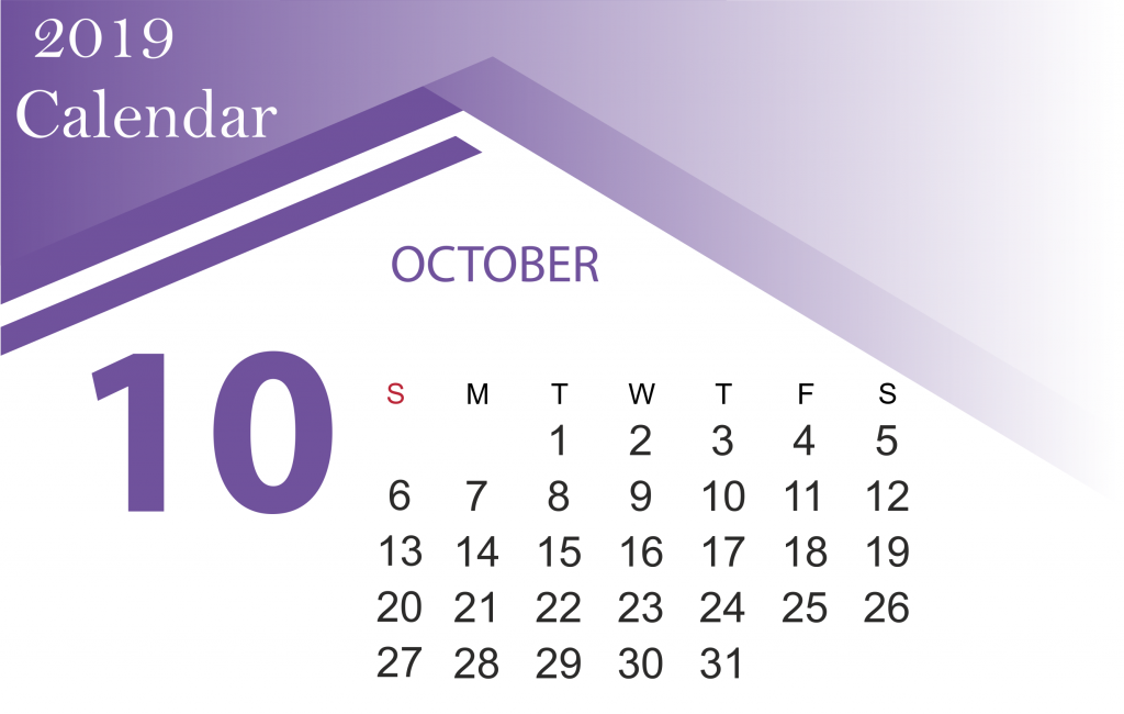 Free October 2019 Holiday Calendar Template