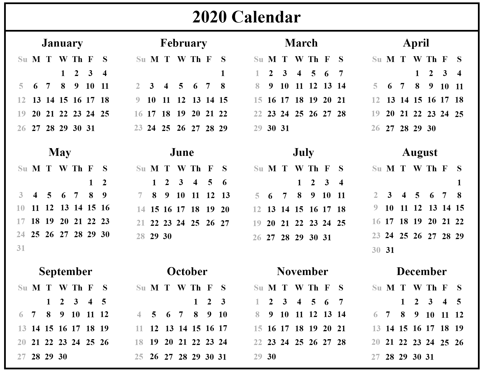 Free Australia 2020 Calendar With Holidays