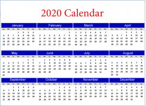 Printable Calendar 2020 by Month