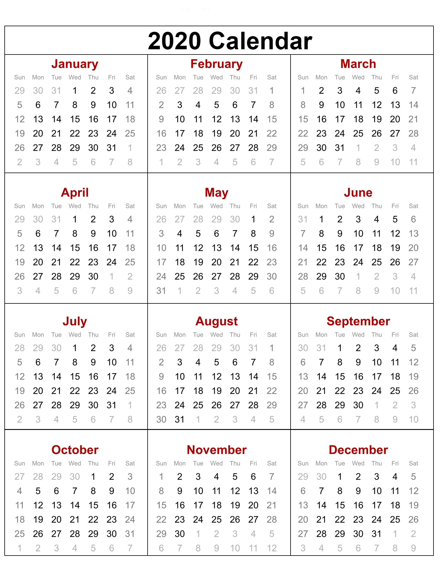 microsoft word 2020 calendar template