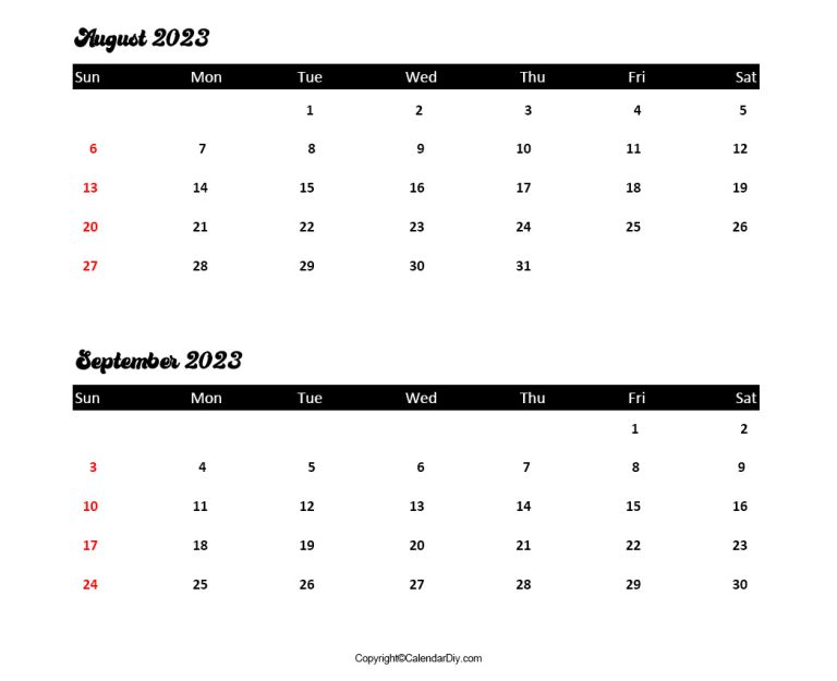August September Calendar 2023 Printable Templates [PDF]