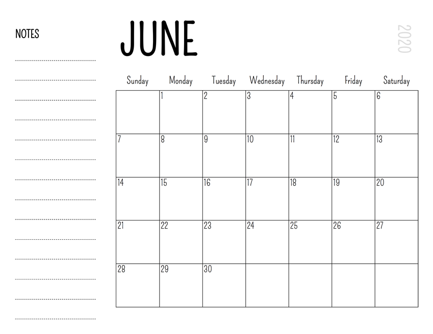 Free Blank June 2020 Calendar Printable In Pdf Word And Excel