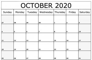 Free October 2020 Printable Calendar