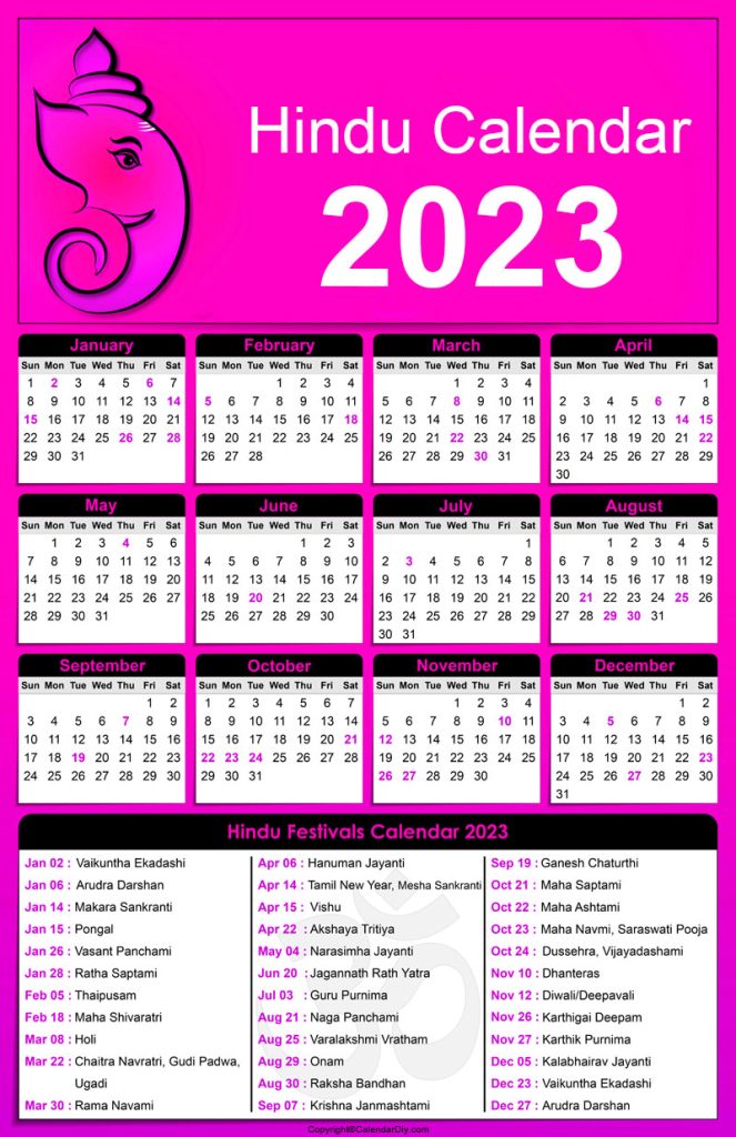 Indian National Calendar 2023