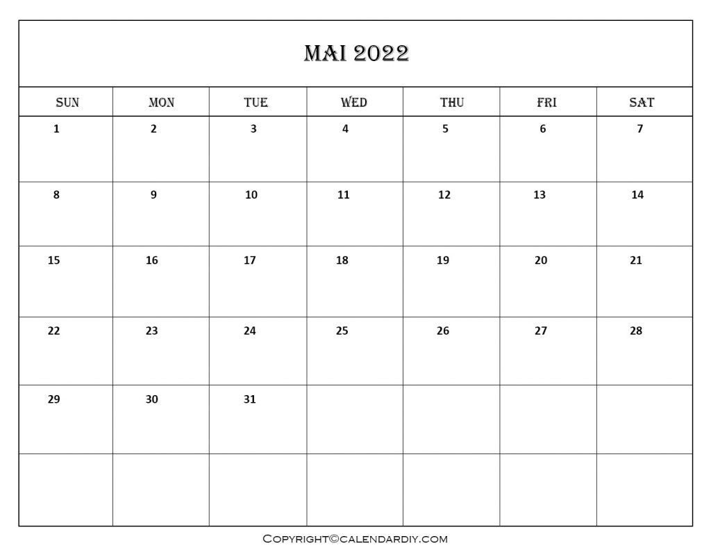 May 2022 Calendar With Holiday