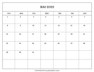 Free Blank May 2022 Calendar Printable in PDF, Excel