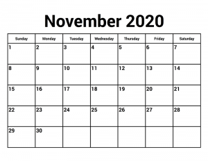 Free November 2020 Printable Calendar Template