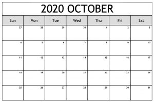 October 2020 Blank Calendar