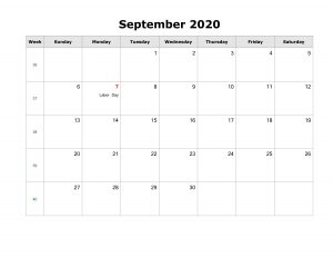 September 2020 Calendar With Holidays