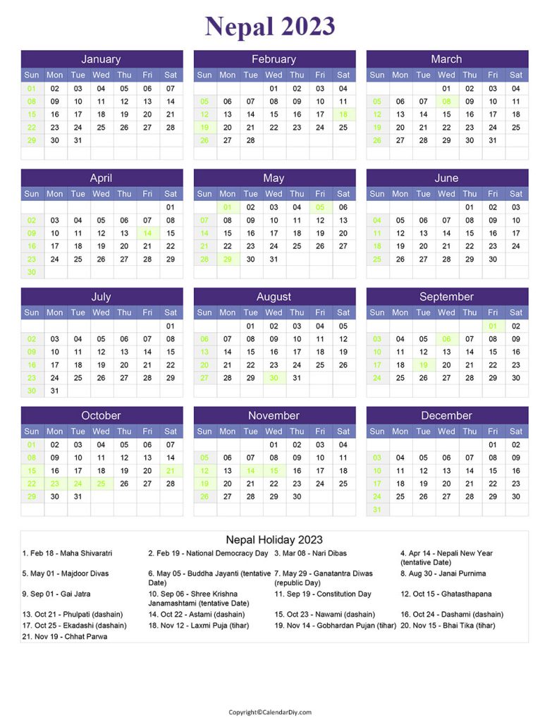 Nepali Calendar 2023