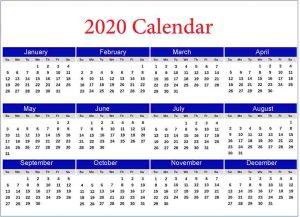 blank calendar 2020
