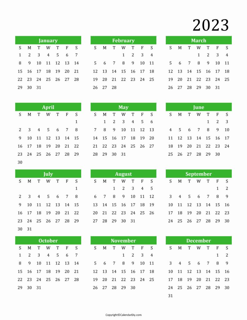 Calendar 2023 Printable Templates