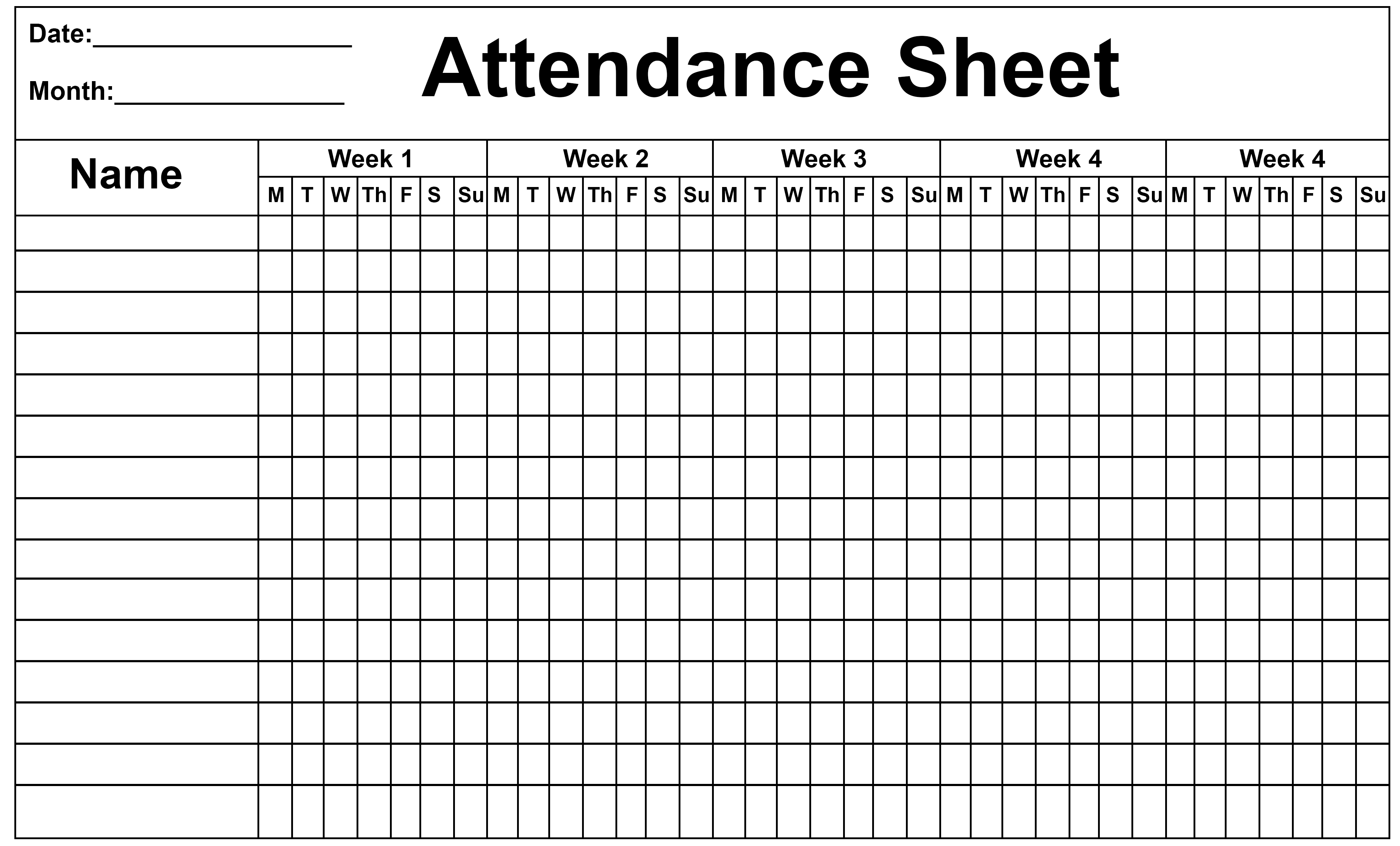 Employee Attendance Tracker Sheet 2019