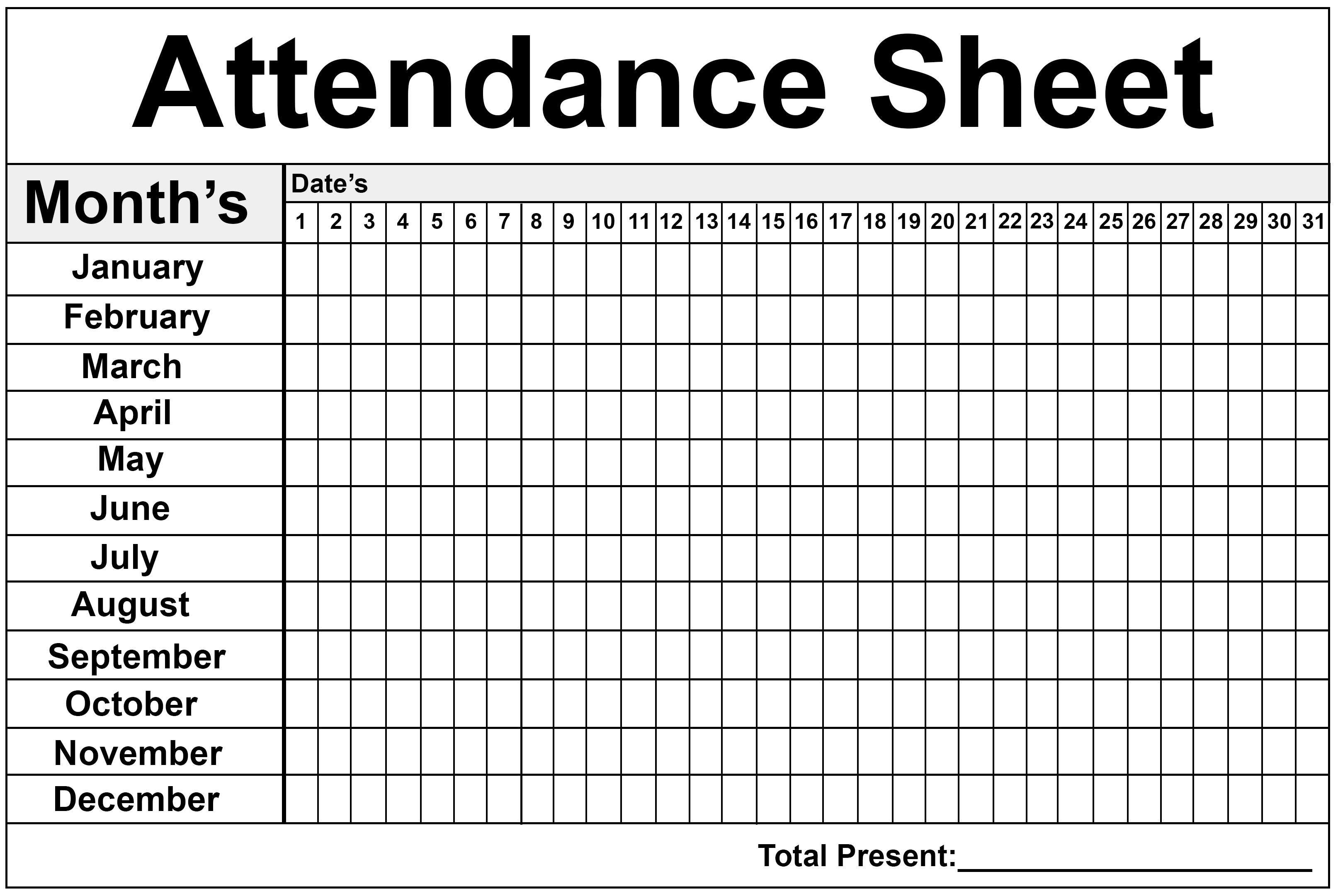 Printable Employee Attendance Calendar Excel 2019