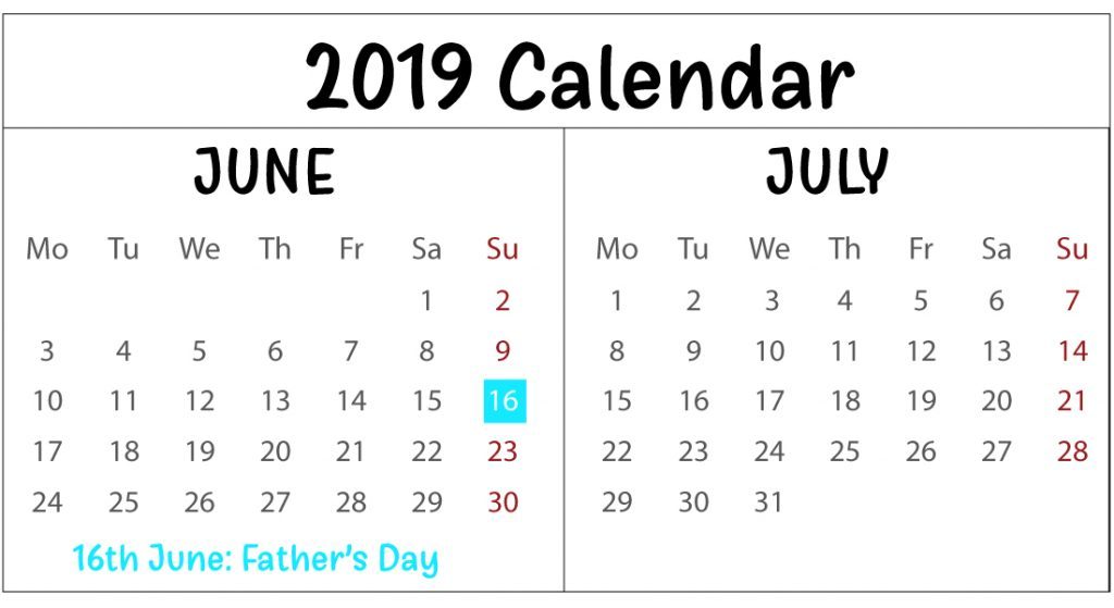 Free June July Calendar