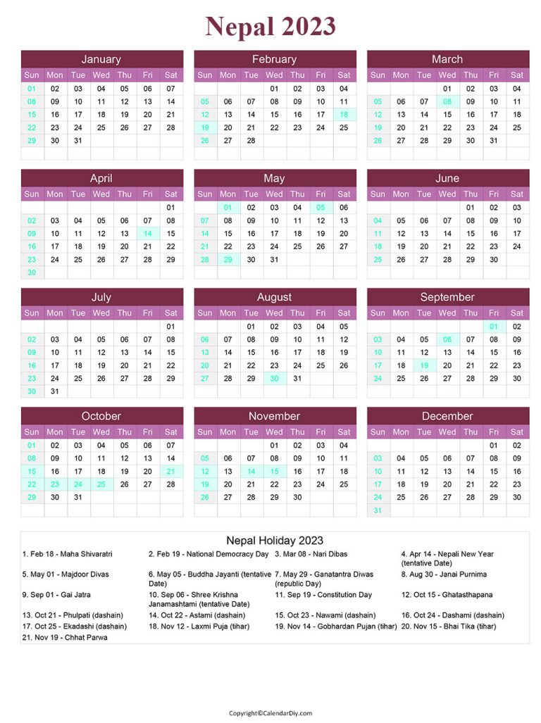Nepali Calendar 2023 | Vikram Samvat 2080