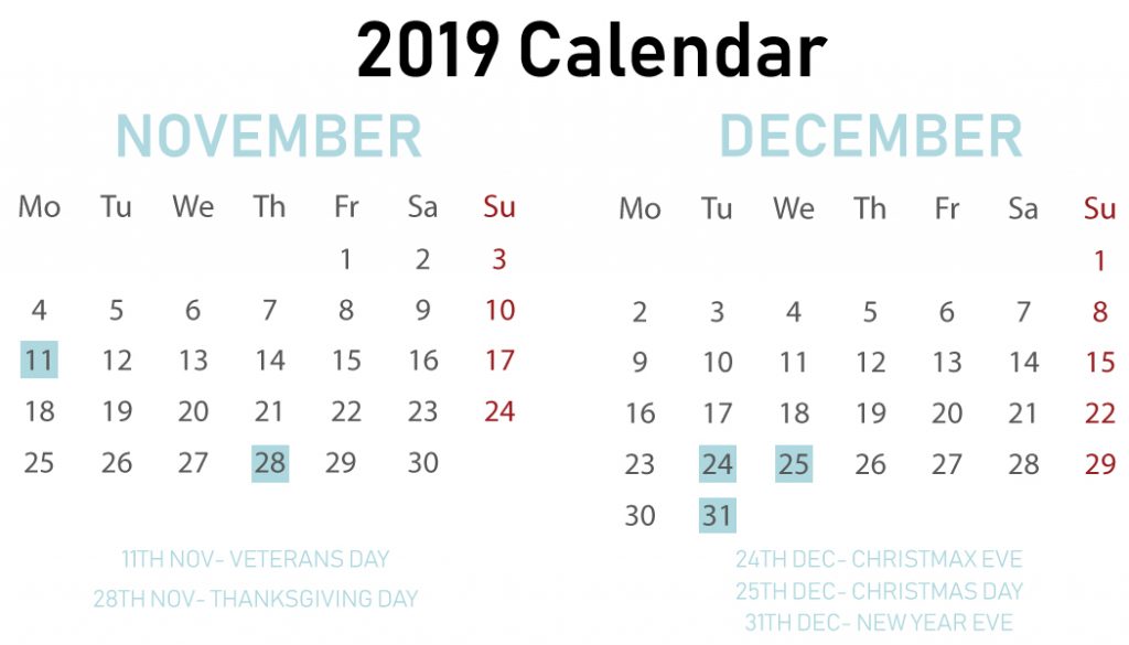 Free November December Calendar