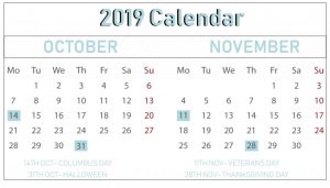 Free October November Calendar
