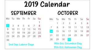Free September & October 2019 Calendar