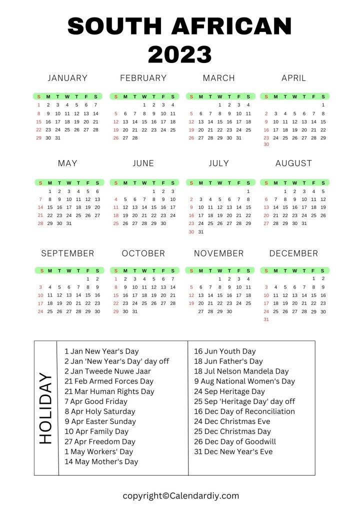 South African Public Holidays 2023