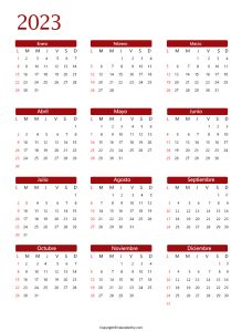 2023 Calendario | Free Printable Spanish Calendar 2023