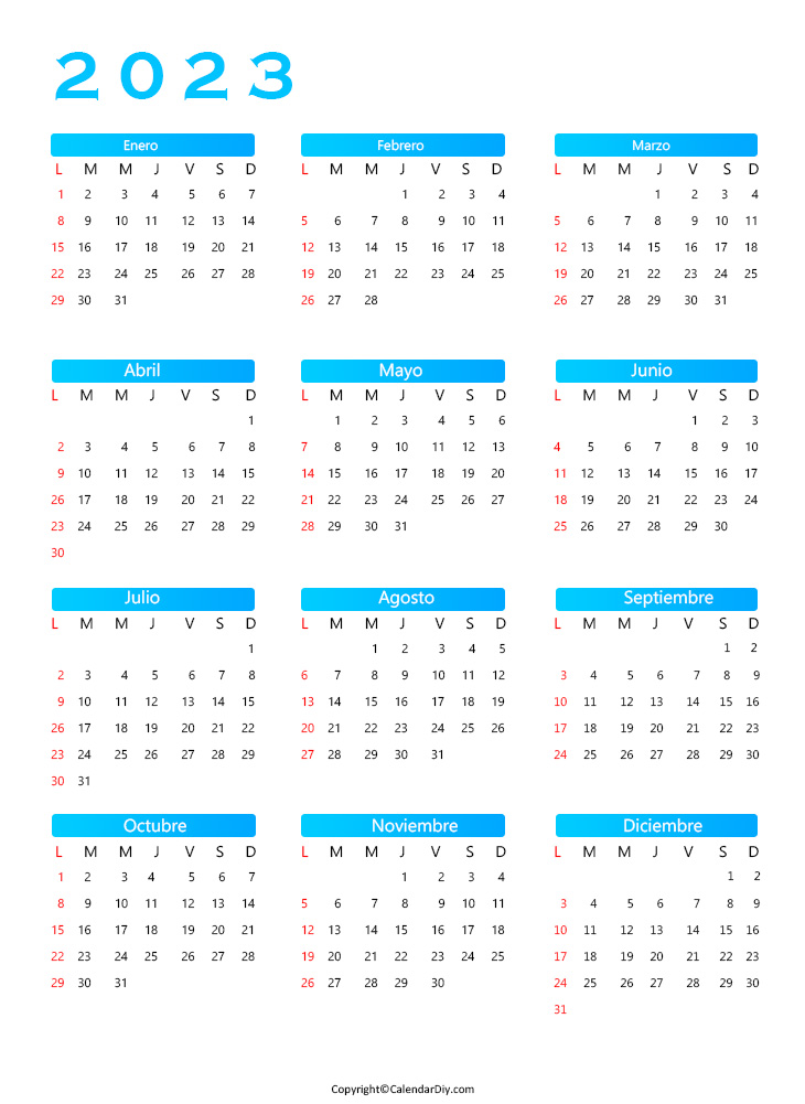 Spanish Calendar 2023
