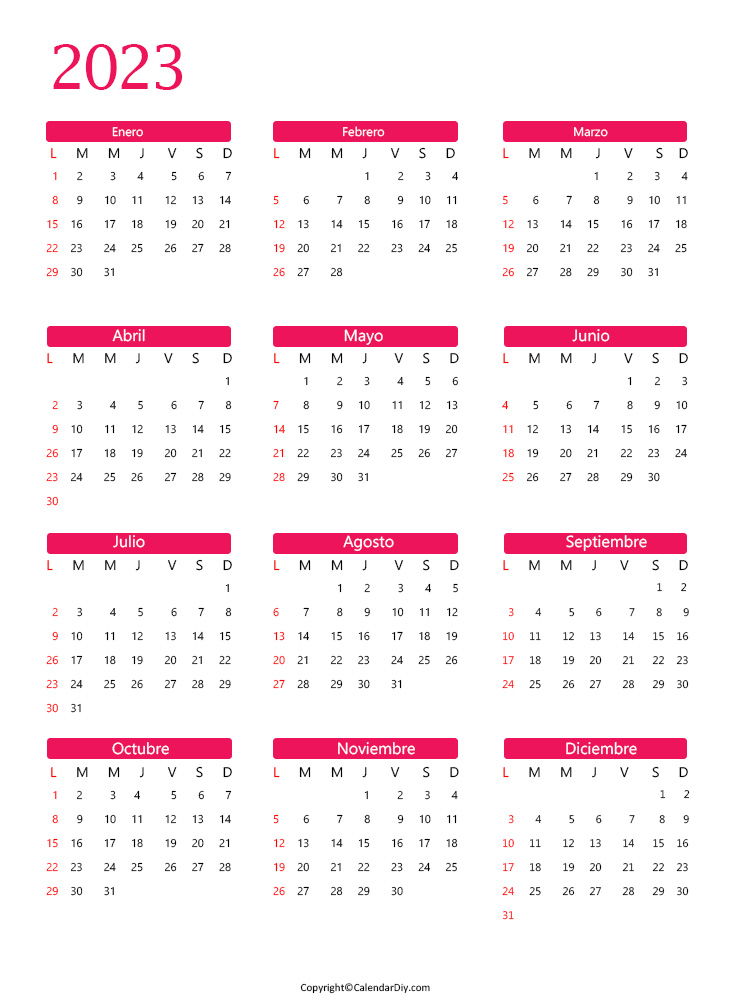 Spain Calendar with Holidays 2023