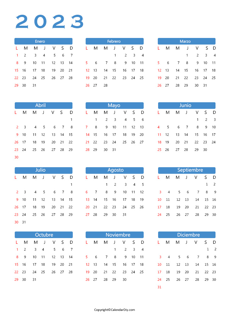 Spain Calendar 2023