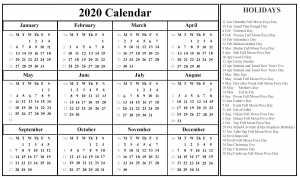 Free Printable Sri Lanka Calendar 2020 with Holidays in PDF