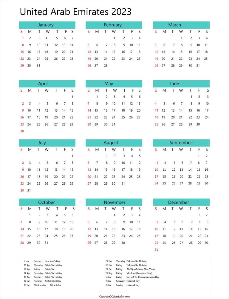 UAE Public Holidays 2023 Calendar UAE Holidays 2023