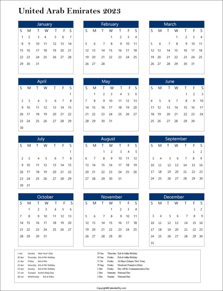 UAE Public Holidays 2023 Calendar | UAE Holidays 2023