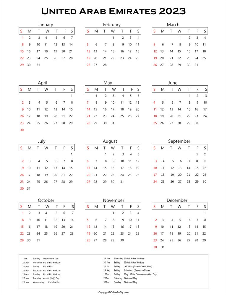 UAE Public Holidays 2023 Calendar | UAE Holidays 2023