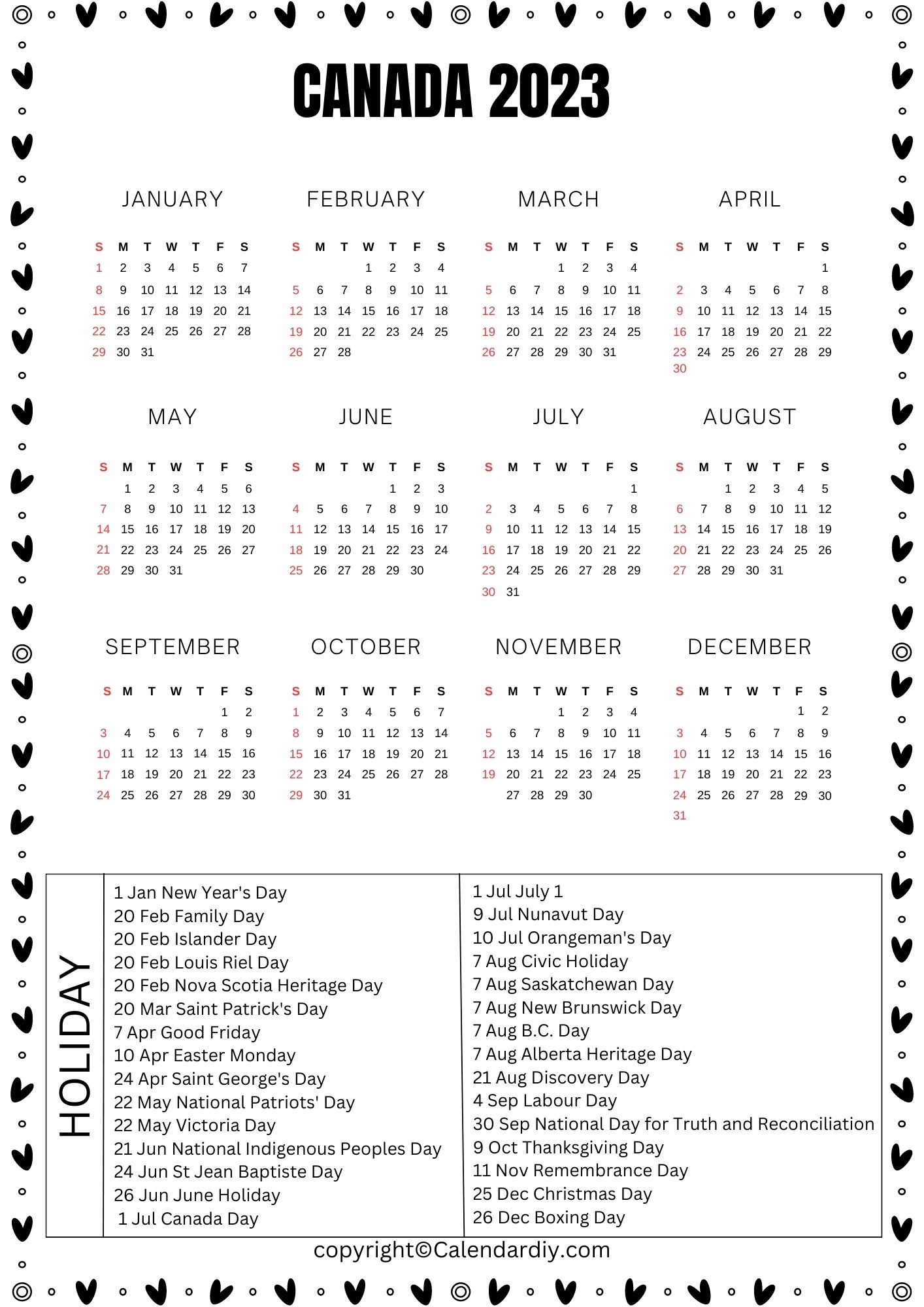 Canada Public Holidays 2023 Canada Holidays 2023