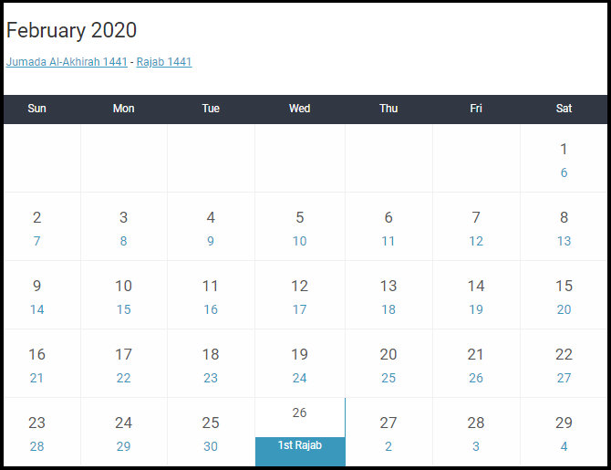 February 2020 Calendar