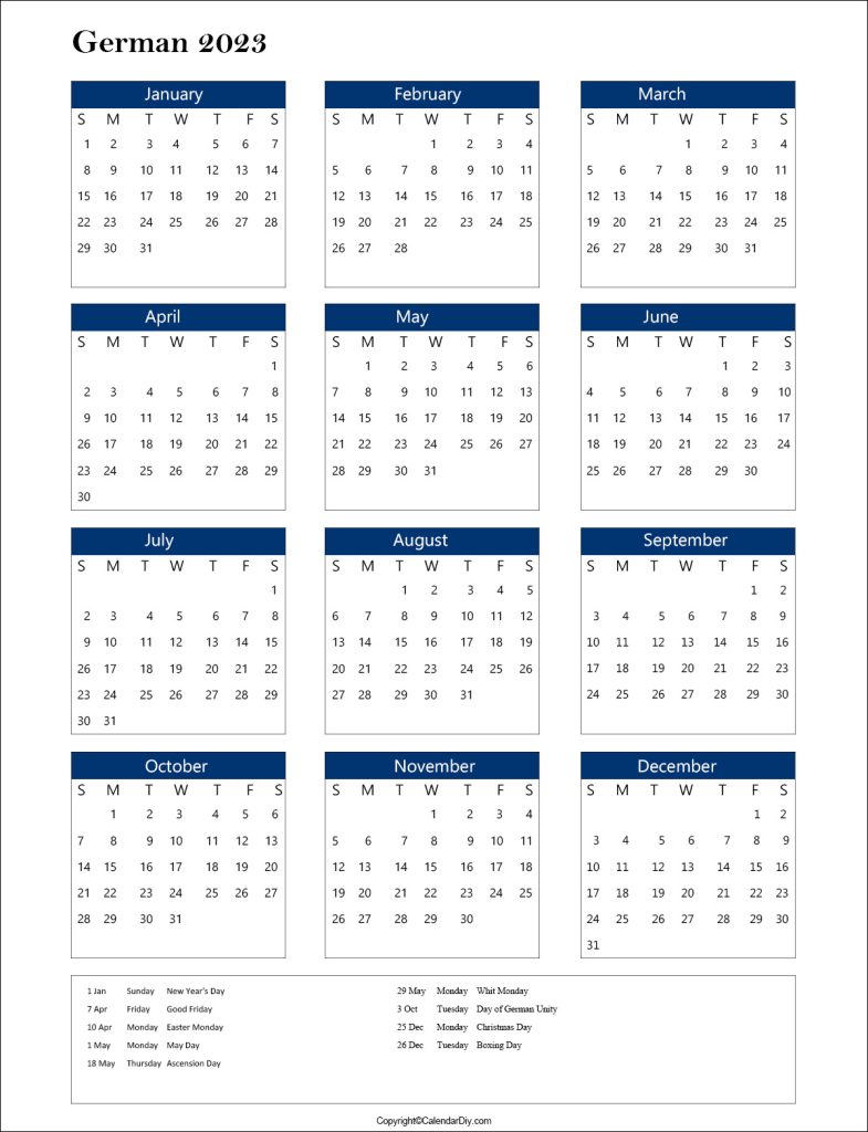 Germany 2023 Public Holiday Calendar