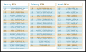 Muslim Calendar 2020