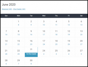 12 month islamic calendar 2021