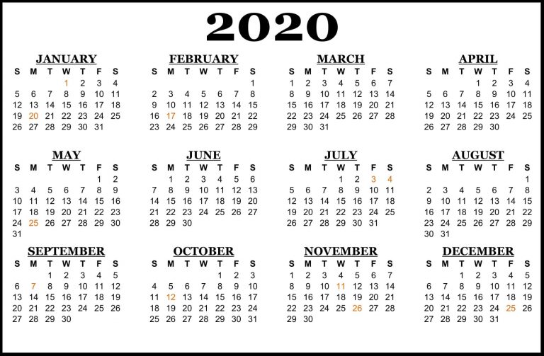 South Africa School Holidays 2020 Calendar Template (SA)