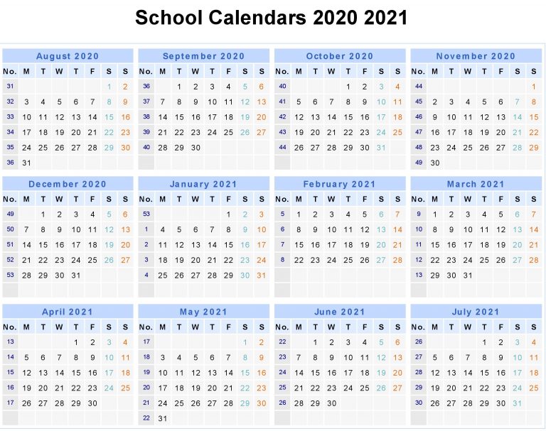 UK 2020 School Holidays Calendar Template (United Kingdom)