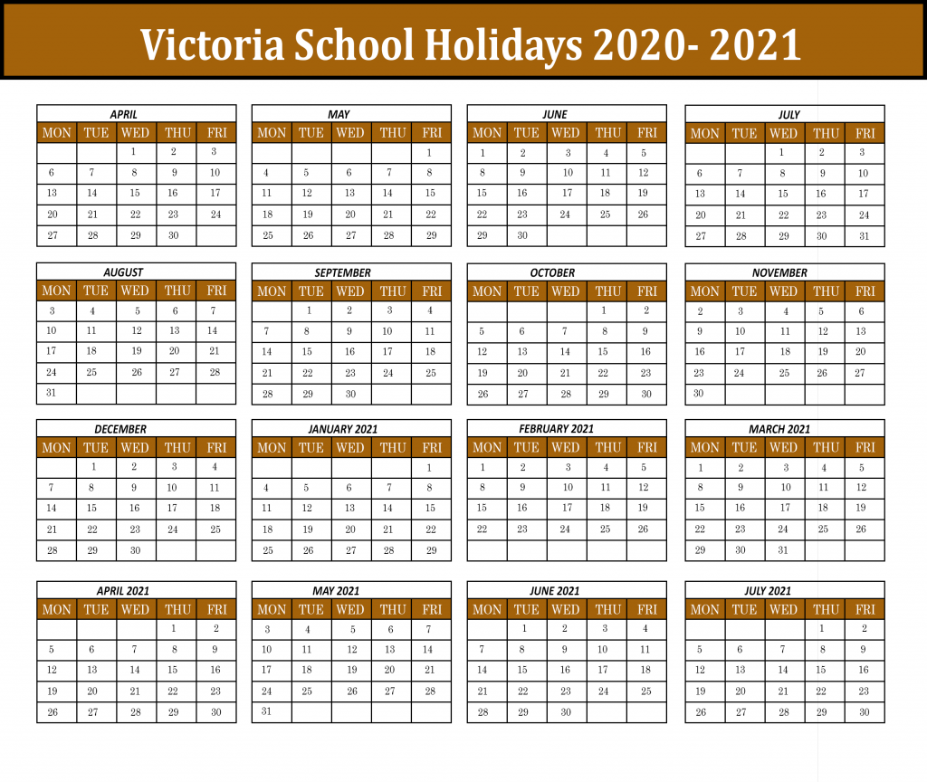 Victorian School Calendar