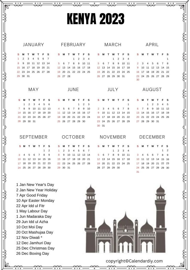 Kenya 2023 Calendar