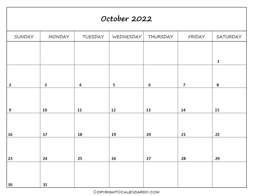 October 2022 Calendar Template