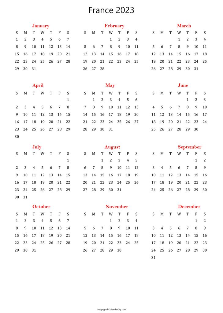 French Calendar 2023