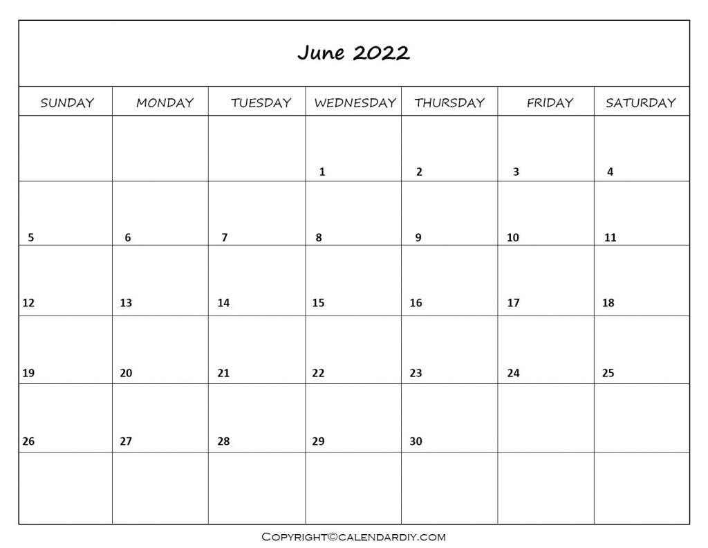 June 2022 Calendar With Holiday