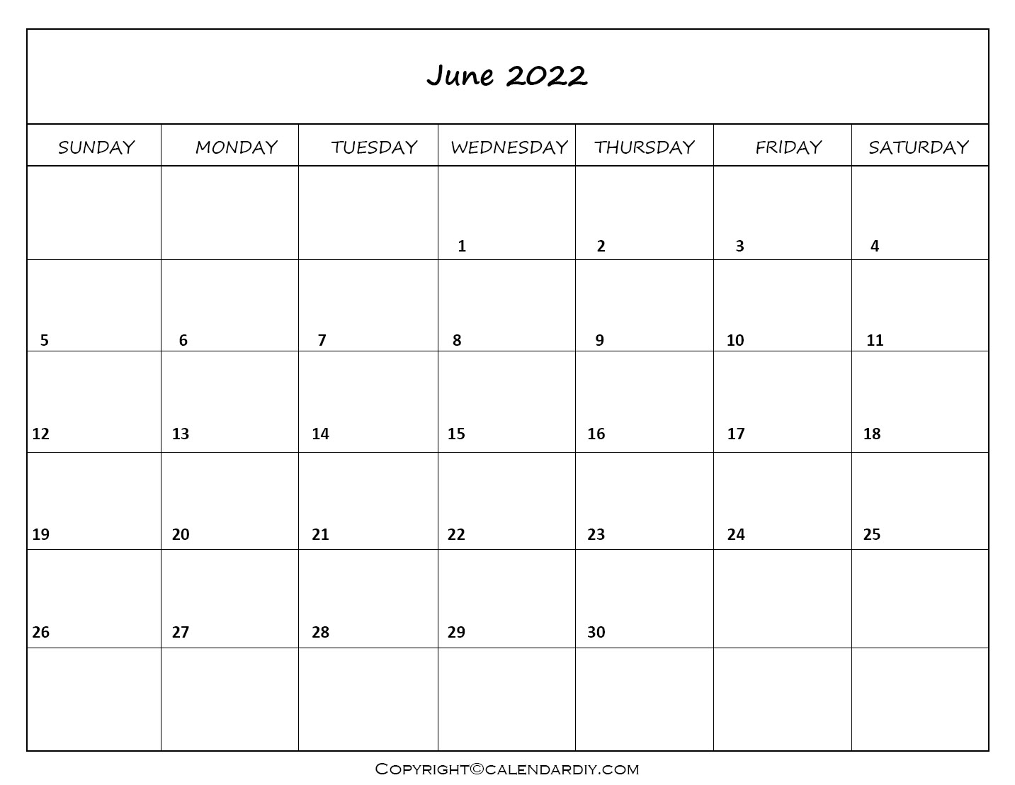 free blank june 2022 calendar printable in pdf word