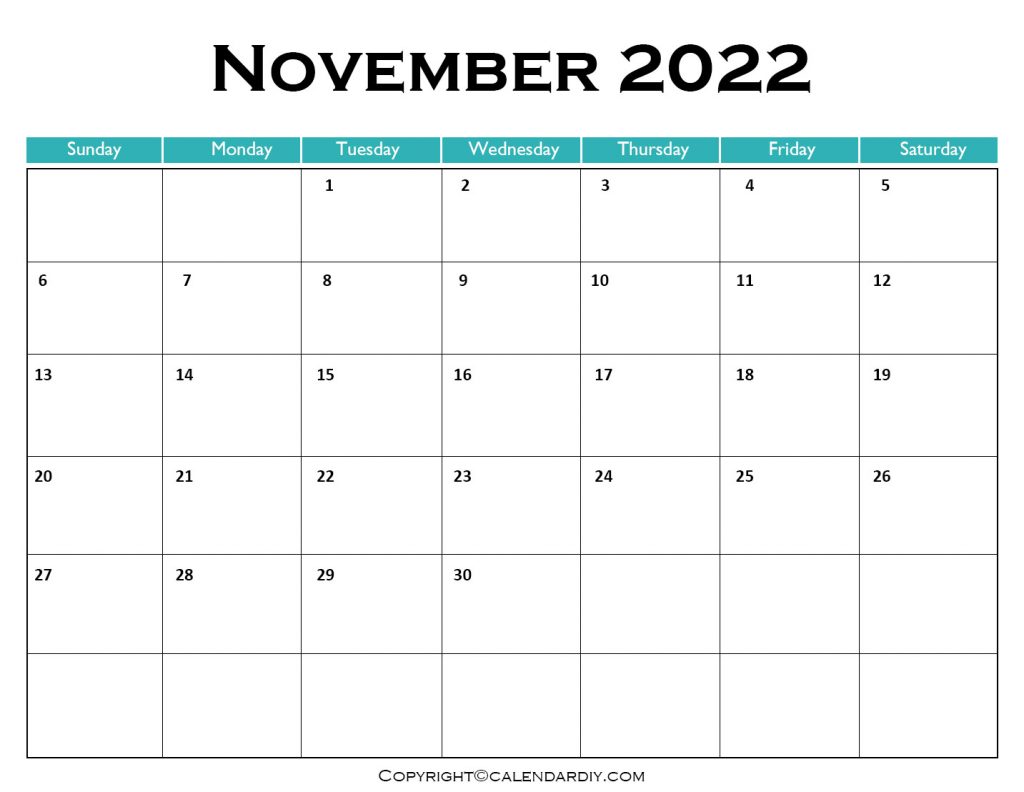2022 November Blank Calendar